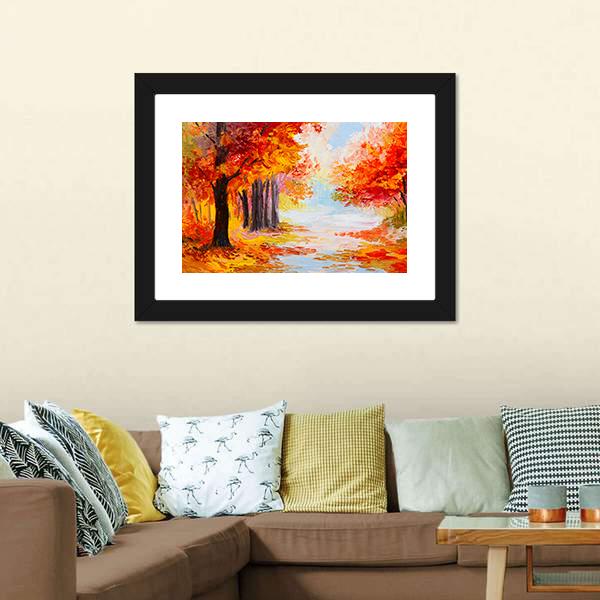 Abstract Autumn Forest Canvas Wall Art-1 Piece-Framed Print-20&quot; x 16&quot;-Tiaracle