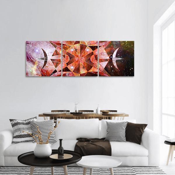 Cosmos Nebula Panoramic Canvas Wall Art-3 Piece-25" x 08"-Tiaracle