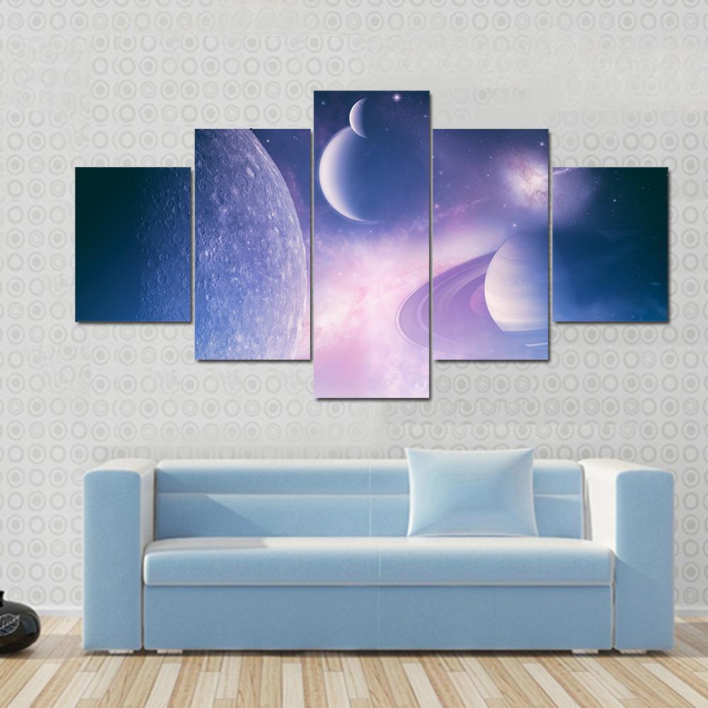 Abstract Fantasy Backgrounds Canvas Wall Art-5 Star-Gallery Wrap-62" x 32"-Tiaracle