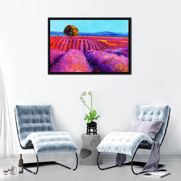 Abstract Lavender Fields Canvas Wall Art-1 Piece-Floating Frame-24" x 16"-Tiaracle