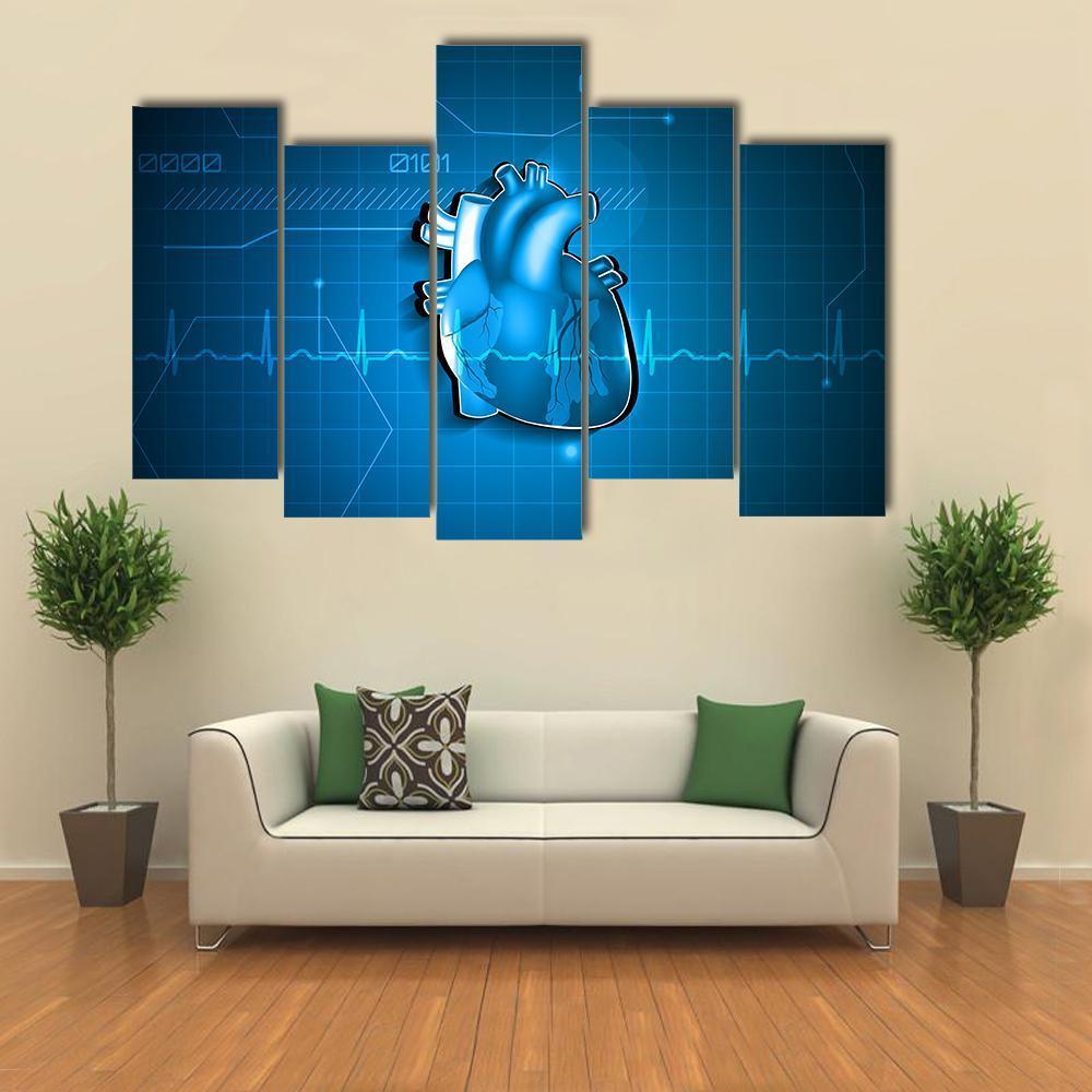 Abstract Of Cardiology Canvas Wall Art-5 Pop-Gallery Wrap-47" x 32"-Tiaracle