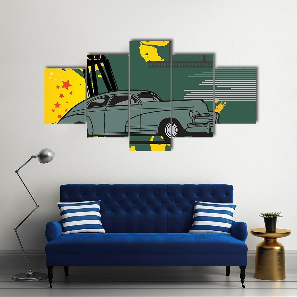 Abstract Of Cinema Canvas Wall Art-5 Star-Gallery Wrap-62" x 32"-Tiaracle