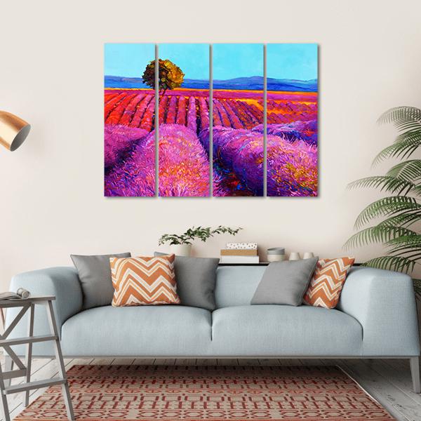 Abstract Lavender Fields Canvas Wall Art-4 Horizontal-Gallery Wrap-34" x 24"-Tiaracle