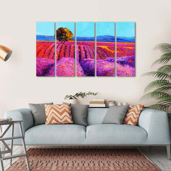 Abstract Lavender Fields Canvas Wall Art-5 Horizontal-Gallery Wrap-22" x 12"-Tiaracle