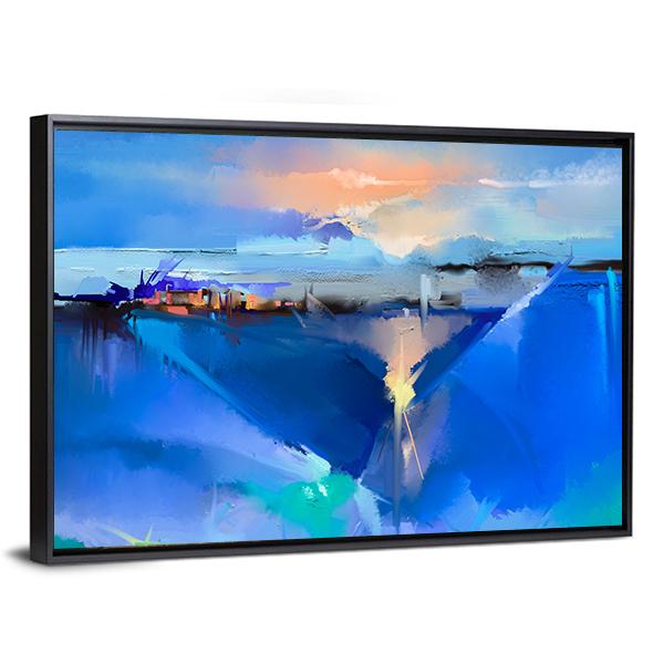 Abstract Of Tree Hill And Green Blue Field With Sunlight Canvas Wall Art-3 Horizontal-Gallery Wrap-25" x 16"-Tiaracle