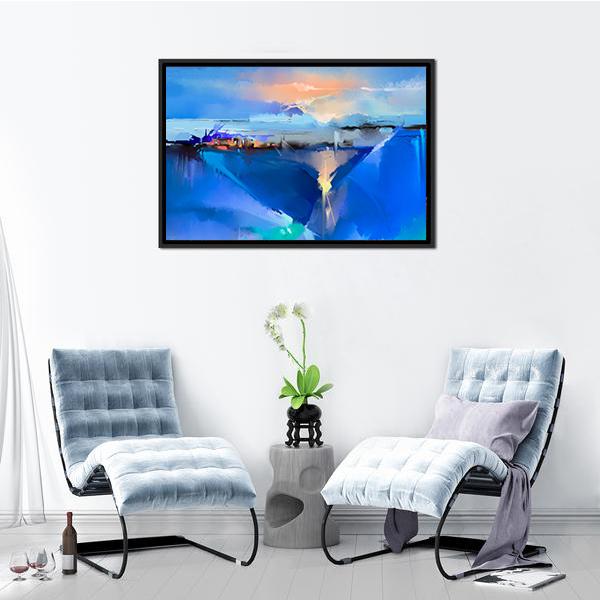 Abstract Of Tree Hill And Green Blue Field With Sunlight Canvas Wall Art-3 Horizontal-Gallery Wrap-25" x 16"-Tiaracle