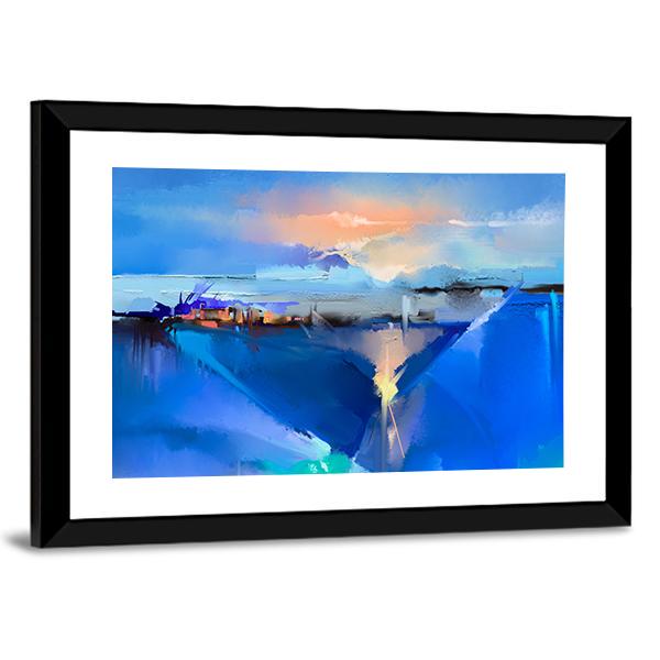 Abstract Of Tree Hill And Green Blue Field With Sunlight Canvas Wall Art-3 Horizontal-Gallery Wrap-25" x 16"-Tiaracle