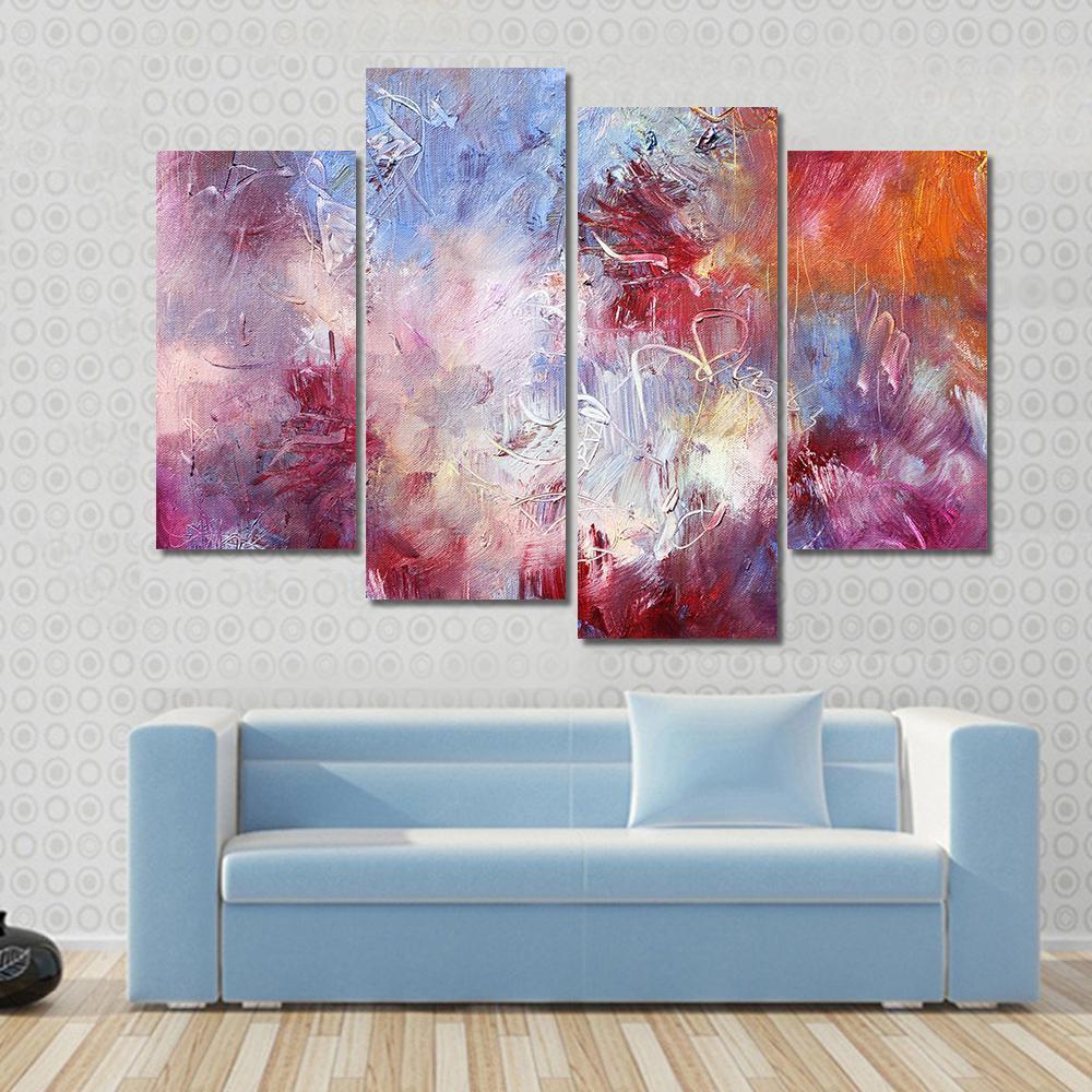 Abstract Oil Paint Texture On Canvas Wall Art-4 Pop-Gallery Wrap-50" x 32"-Tiaracle