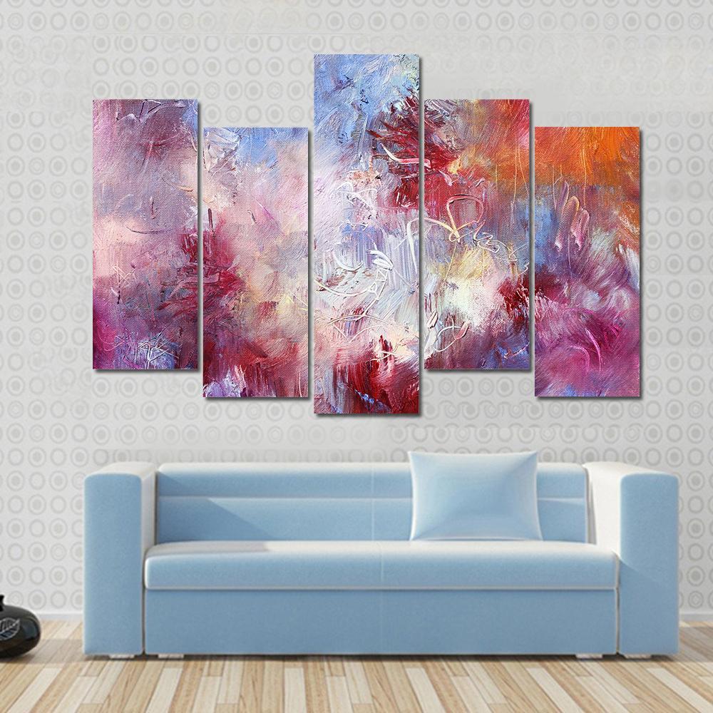 Abstract Oil Paint Texture On Canvas Wall Art-5 Pop-Gallery Wrap-47" x 32"-Tiaracle