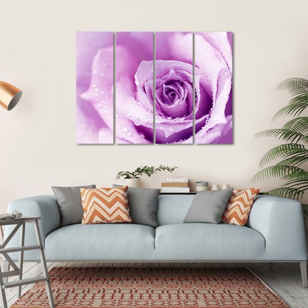 Abstract Purple Wet Rose Canvas Wall Art-4 Horizontal-Gallery Wrap-34" x 24"-Tiaracle