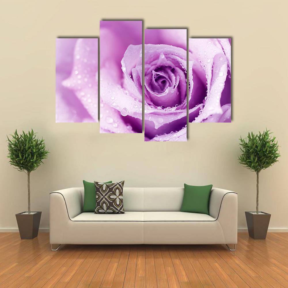 Abstract Purple Wet Rose Canvas Wall Art-4 Pop-Gallery Wrap-34" x 20"-Tiaracle