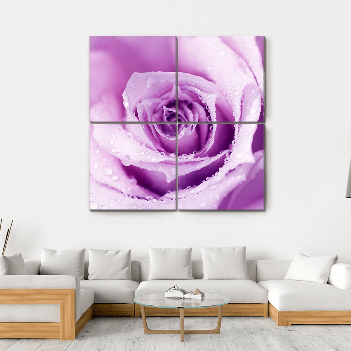 Abstract Purple Wet Rose Canvas Wall Art-4 Square-Gallery Wrap-17" x 17"-Tiaracle