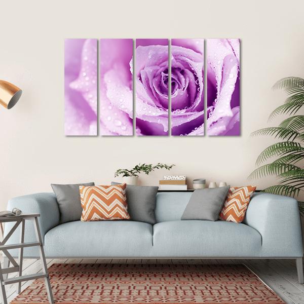 Abstract Purple Wet Rose Canvas Wall Art-5 Horizontal-Gallery Wrap-22" x 12"-Tiaracle