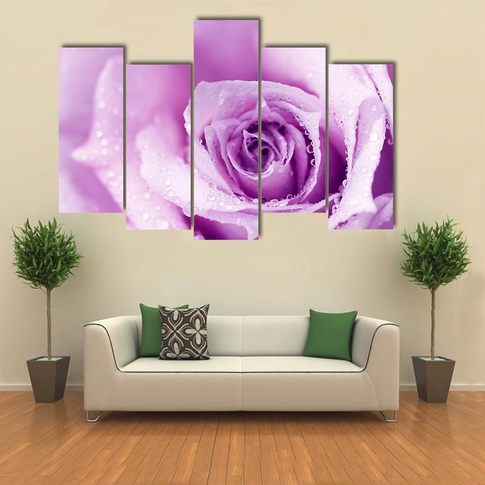 Abstract Purple Wet Rose Canvas Wall Art-5 Pop-Gallery Wrap-32" x 21"-Tiaracle