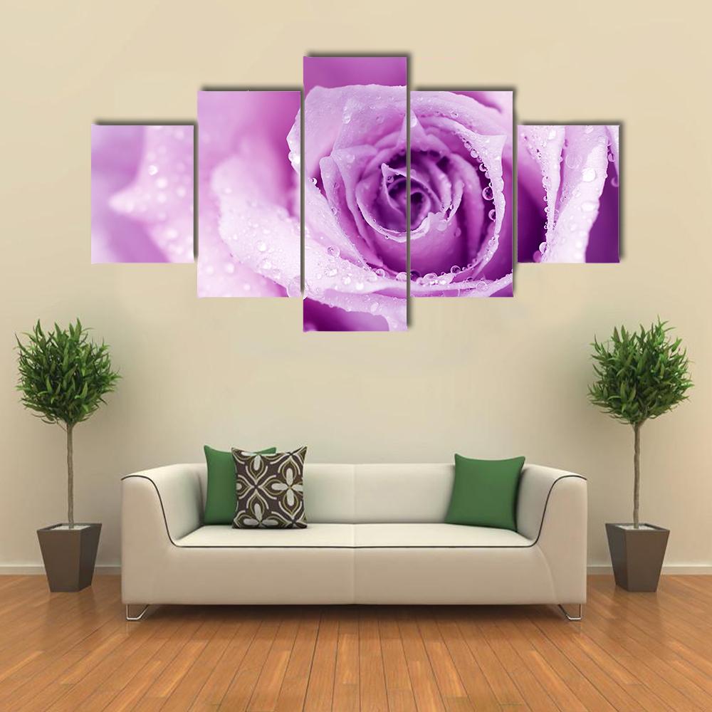 Abstract Purple Wet Rose Canvas Wall Art-5 Star-Gallery Wrap-42" x 21"-Tiaracle
