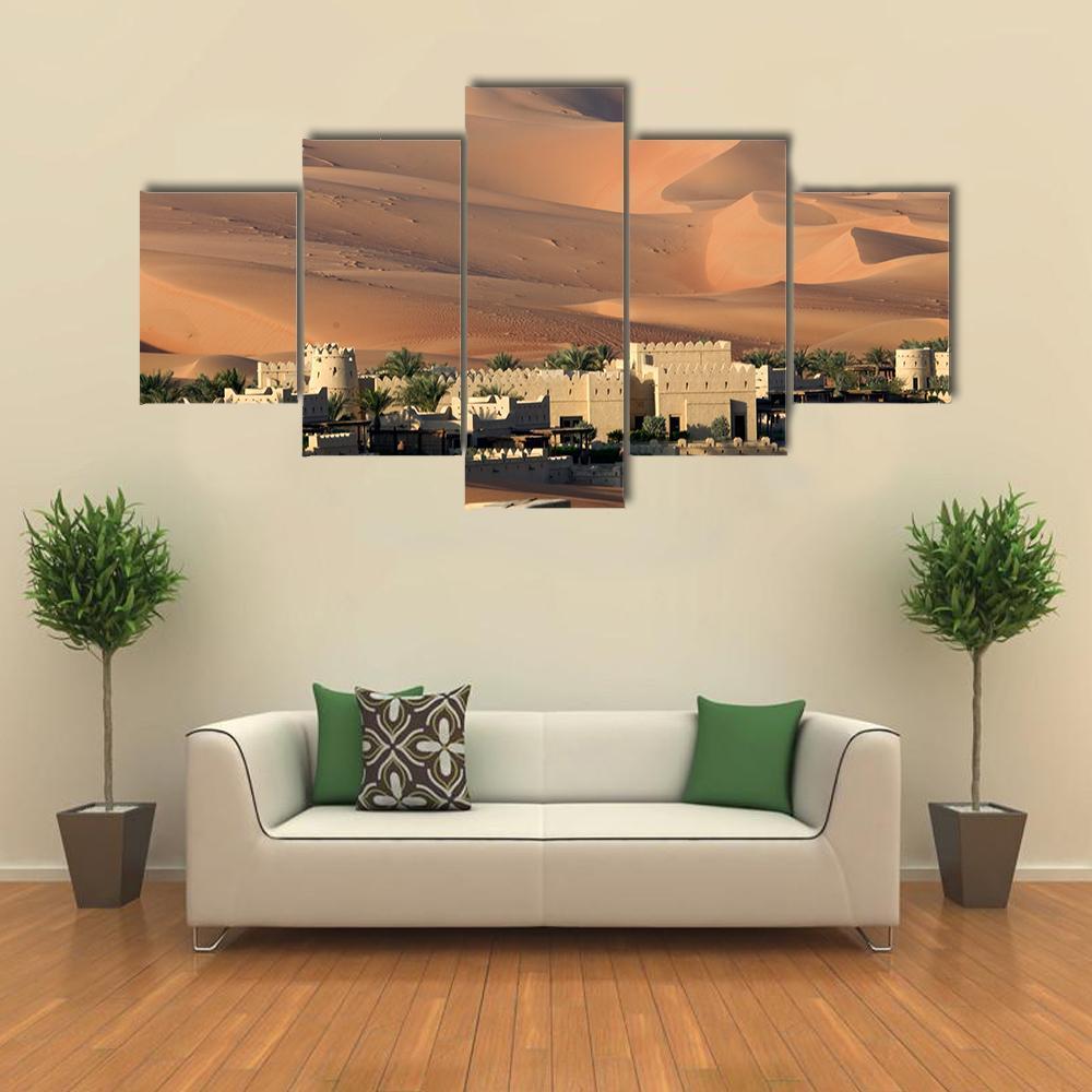 Abu Dhabi Desert Canvas Wall Art-5 Star-Gallery Wrap-62" x 32"-Tiaracle