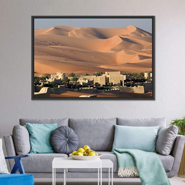 Abu Dhabi Desert Canvas Wall Art-3 Horizontal-Gallery Wrap-25" x 16"-Tiaracle
