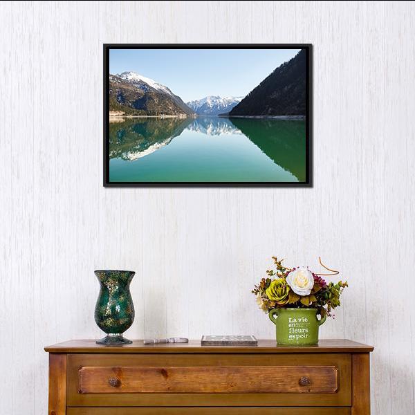 Achensee Lake Austria Canvas Wall Art-1 Piece-Floating Frame-24&quot; x 16&quot;-Tiaracle