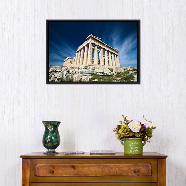 Acropolis In Greece Canvas Wall Art-1 Piece-Floating Frame-24&quot; x 16&quot;-Tiaracle