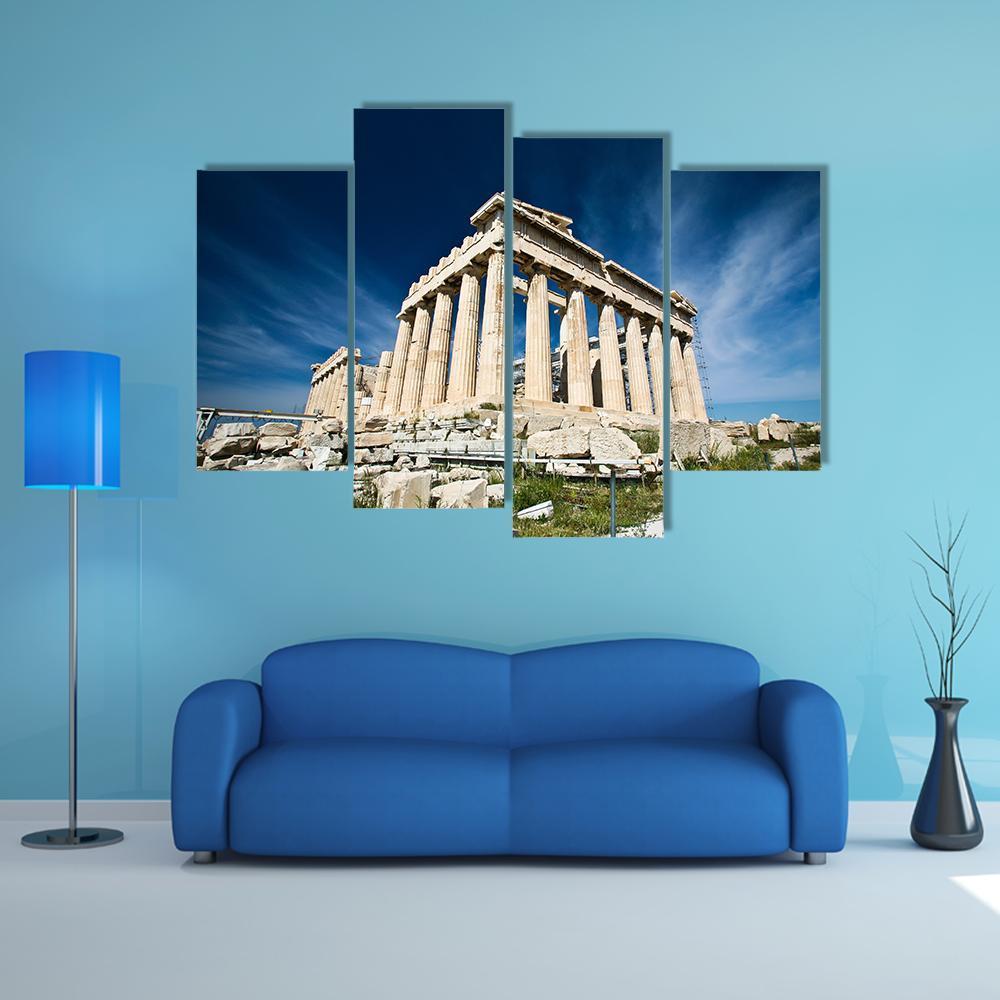 Acropolis In Greece Canvas Wall Art-4 Pop-Gallery Wrap-50&quot; x 32&quot;-Tiaracle