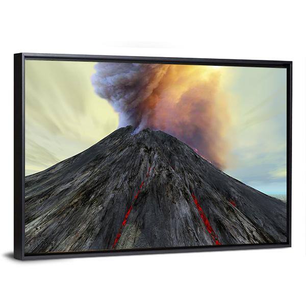 Active Volcano Belches Smoke Canvas Wall Art-5 Horizontal-Gallery Wrap-22" x 12"-Tiaracle