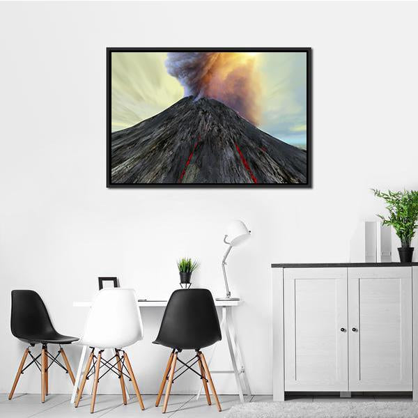 Active Volcano Belches Smoke Canvas Wall Art-5 Horizontal-Gallery Wrap-22" x 12"-Tiaracle