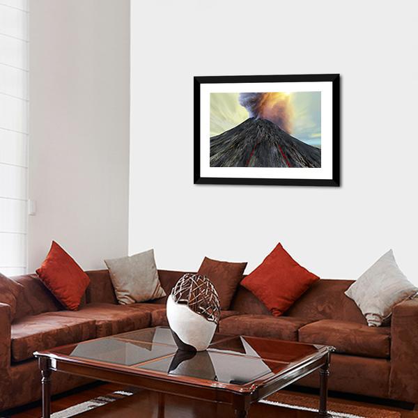 Active Volcano Belches Smoke Canvas Wall Art-5 Horizontal-Gallery Wrap-22" x 12"-Tiaracle