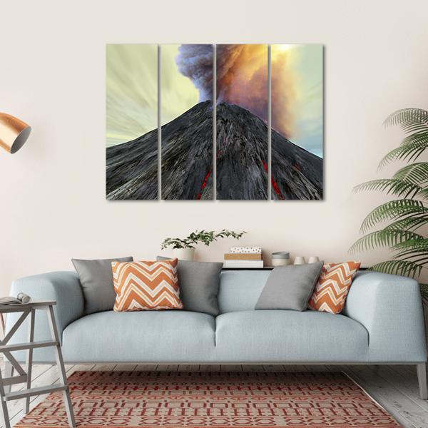Active Volcano Belches Smoke Canvas Wall Art-4 Horizontal-Gallery Wrap-34" x 24"-Tiaracle