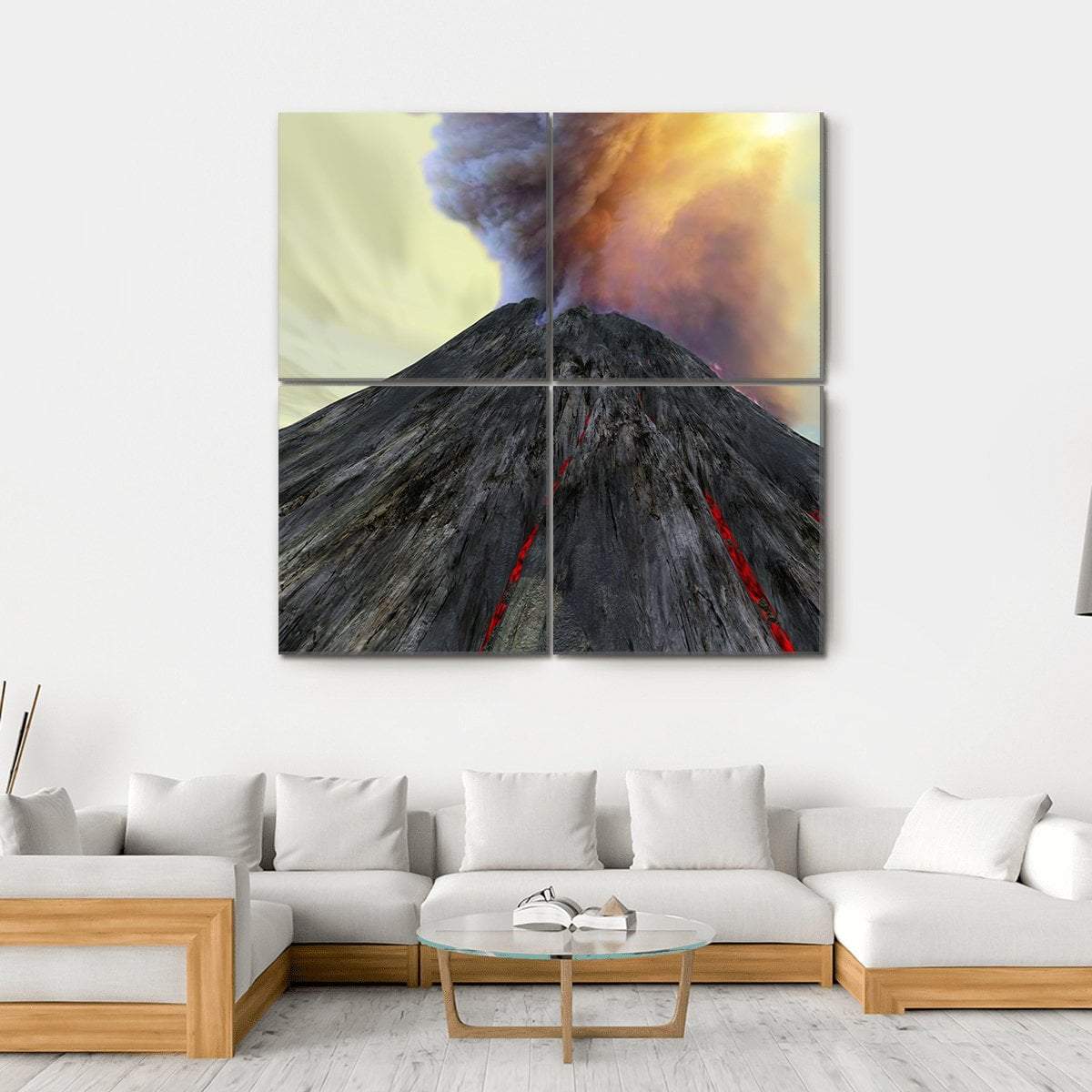 Active Volcano Belches Smoke Canvas Wall Art-4 Square-Gallery Wrap-17" x 17"-Tiaracle