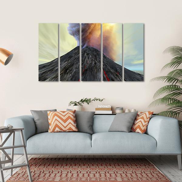 Active Volcano Belches Smoke Canvas Wall Art-5 Horizontal-Gallery Wrap-22" x 12"-Tiaracle
