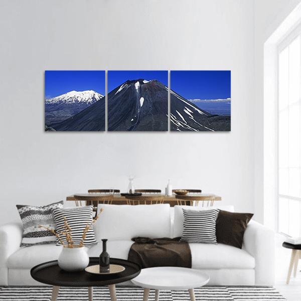 Mount Ngauruhoe & Ruapehu Panoramic Canvas Wall Art-3 Piece-25" x 08"-Tiaracle