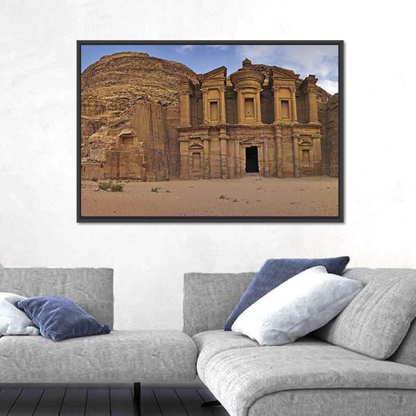 Ad-Deir In Petra Jordan Canvas Wall Art-1 Piece-Floating Frame-24" x 16"-Tiaracle