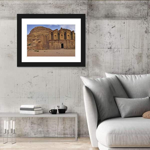 Ad-Deir In Petra Jordan Panoramic Canvas Wall Art-1 Piece-36" x 12"-Tiaracle