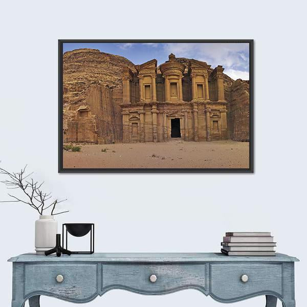 Ad-Deir In Petra Jordan Panoramic Canvas Wall Art-1 Piece-36" x 12"-Tiaracle