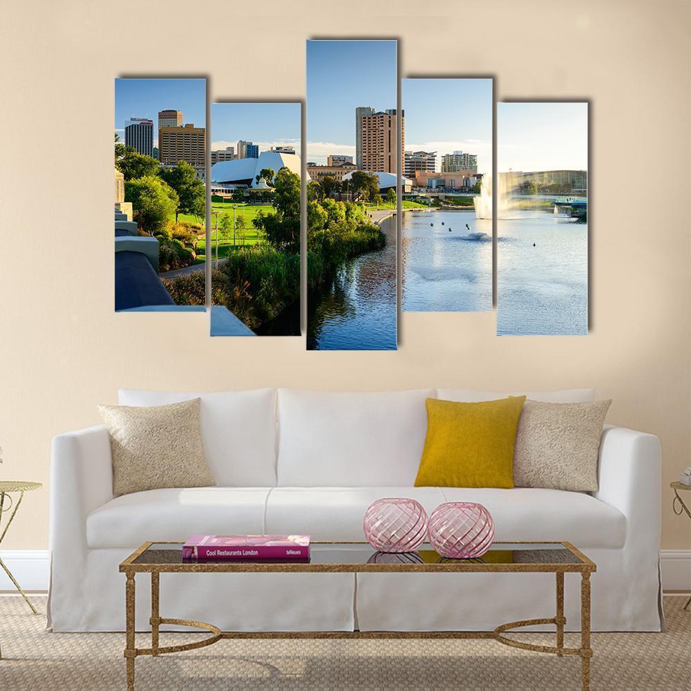 Adelaide City Canvas Wall Art-5 Pop-Gallery Wrap-47&quot; x 32&quot;-Tiaracle
