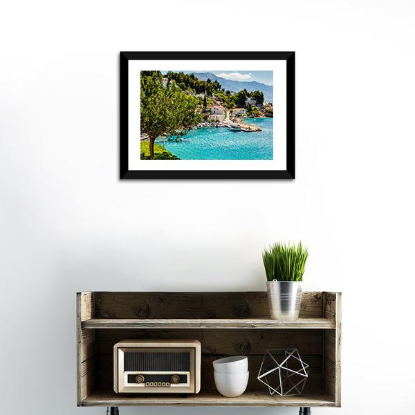 Adriatic Bay Village Canvas Wall Art-1 Piece-Framed Print-20" x 16"-Tiaracle