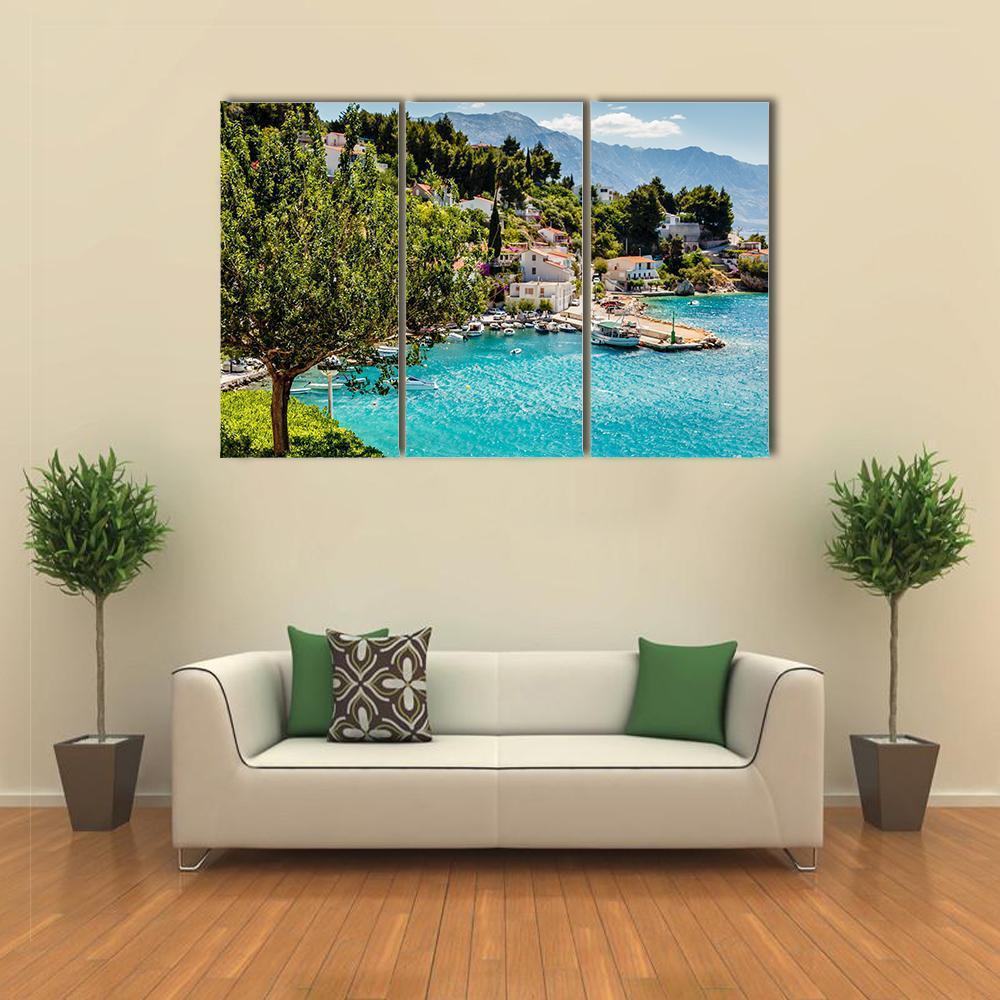 Adriatic Bay Village Canvas Wall Art-3 Horizontal-Gallery Wrap-37&quot; x 24&quot;-Tiaracle