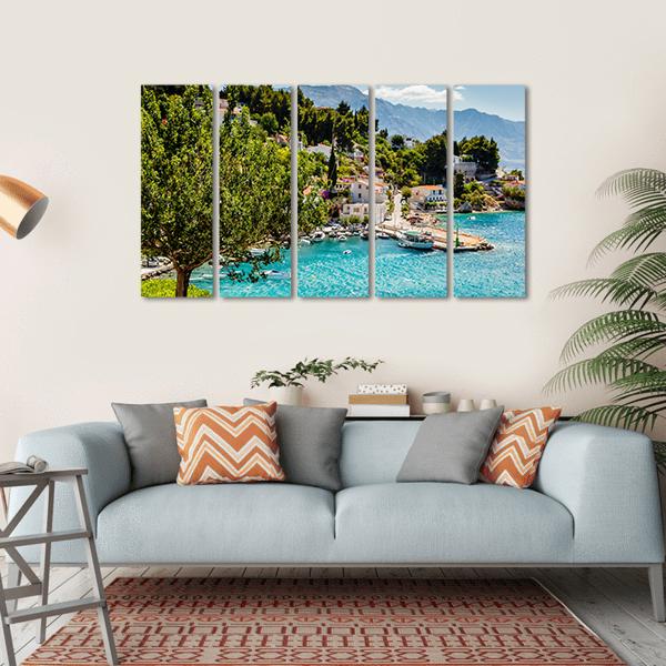 Adriatic Bay Village Canvas Wall Art-5 Horizontal-Gallery Wrap-22" x 12"-Tiaracle