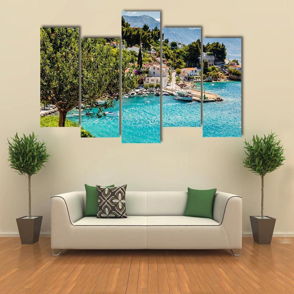 Adriatic Bay Village Canvas Wall Art-5 Pop-Gallery Wrap-47" x 32"-Tiaracle
