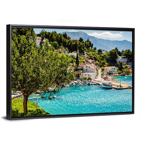 Adriatic Bay Village Canvas Wall Art-3 Horizontal-Gallery Wrap-25&quot; x 16&quot;-Tiaracle