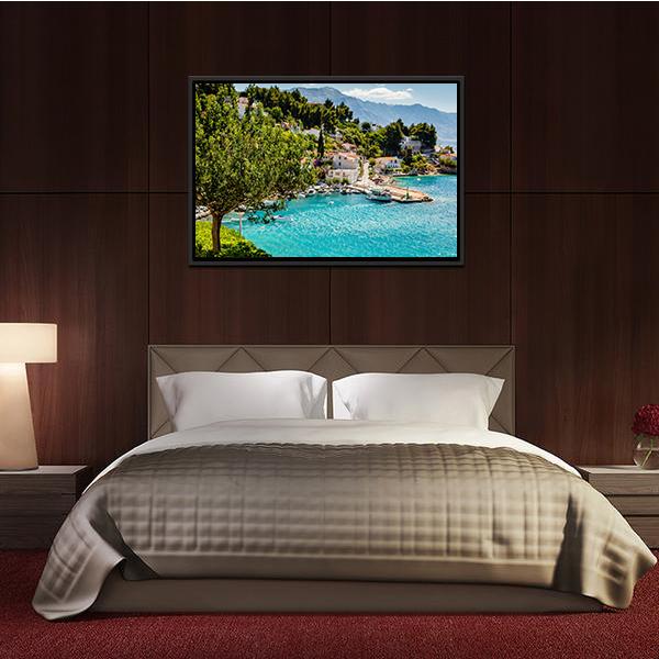 Adriatic Bay Village Canvas Wall Art-3 Horizontal-Gallery Wrap-25" x 16"-Tiaracle