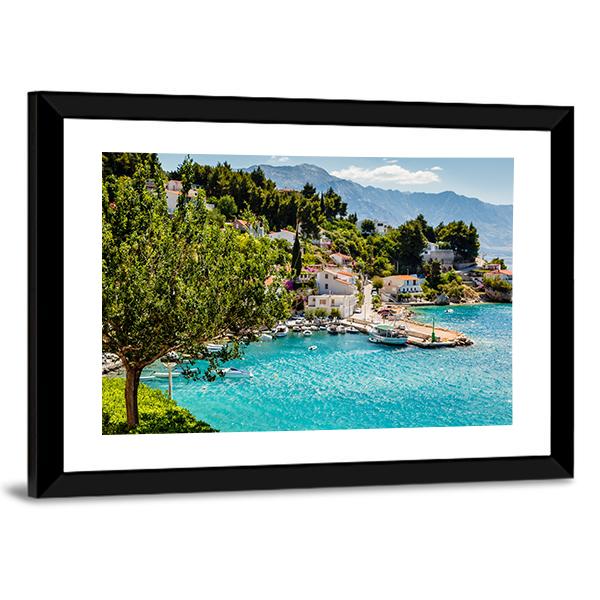 Adriatic Bay Village Canvas Wall Art-3 Horizontal-Gallery Wrap-25" x 16"-Tiaracle