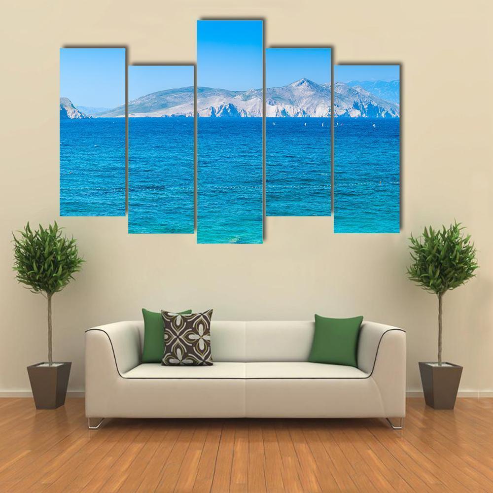 Adriatic Island Krk Canvas Wall Art-5 Pop-Gallery Wrap-47" x 32"-Tiaracle