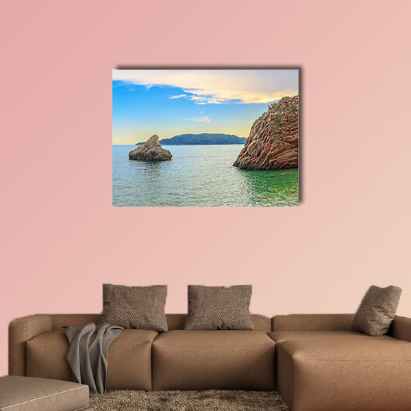 Adriatic Sea Coastline Budva City Canvas Wall Art-4 Horizontal-Gallery Wrap-34" x 24"-Tiaracle