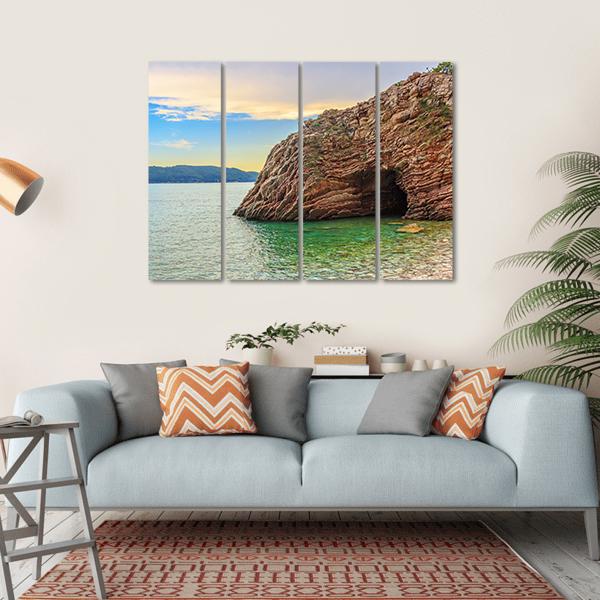 Adriatic Sea Coastline Budva City Canvas Wall Art-4 Horizontal-Gallery Wrap-34" x 24"-Tiaracle