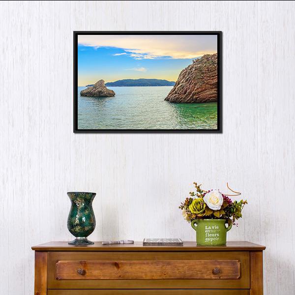 Adriatic Sea Coastline Budva city Panoramic Canvas Wall Art-1 Piece-36" x 12"-Tiaracle
