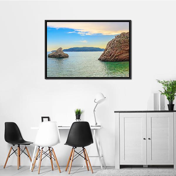 Adriatic Sea Coastline Budva city Panoramic Canvas Wall Art-1 Piece-36" x 12"-Tiaracle