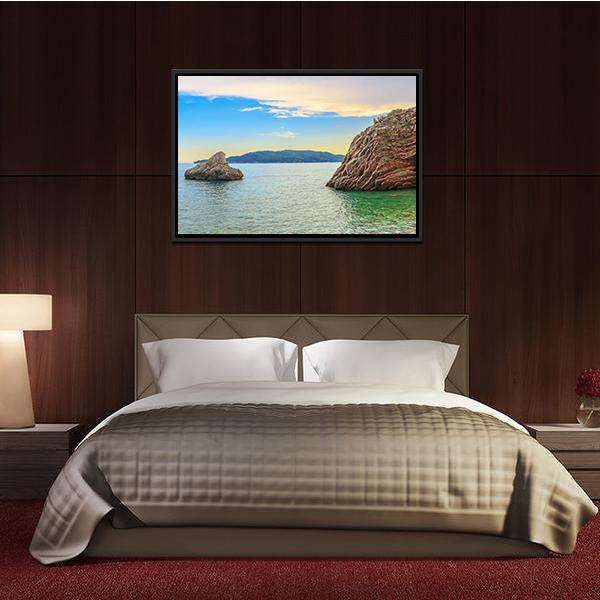 Adriatic Sea Coastline Budva city Panoramic Canvas Wall Art-1 Piece-36" x 12"-Tiaracle