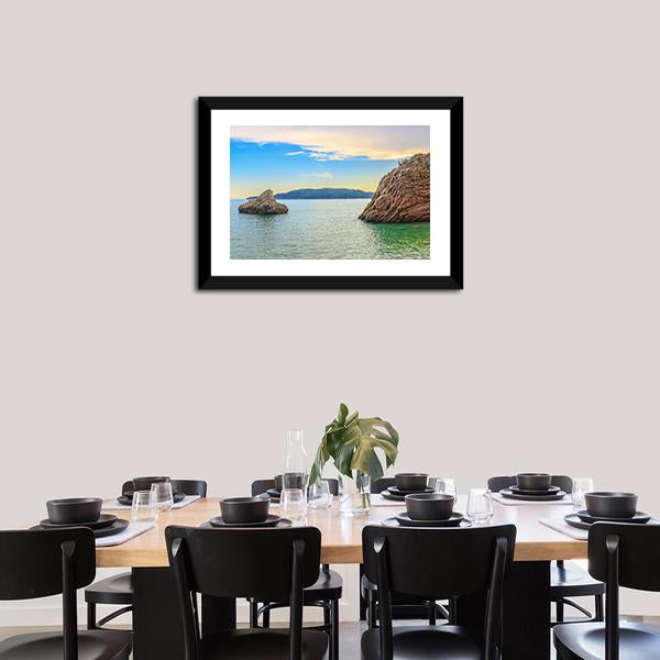 Adriatic Sea Coastline Budva city Panoramic Canvas Wall Art-1 Piece-36" x 12"-Tiaracle