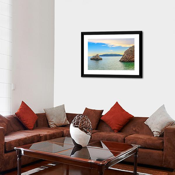 Adriatic Sea Coastline Budva city Panoramic Canvas Wall Art-1 Piece-36" x 12"-Tiaracle
